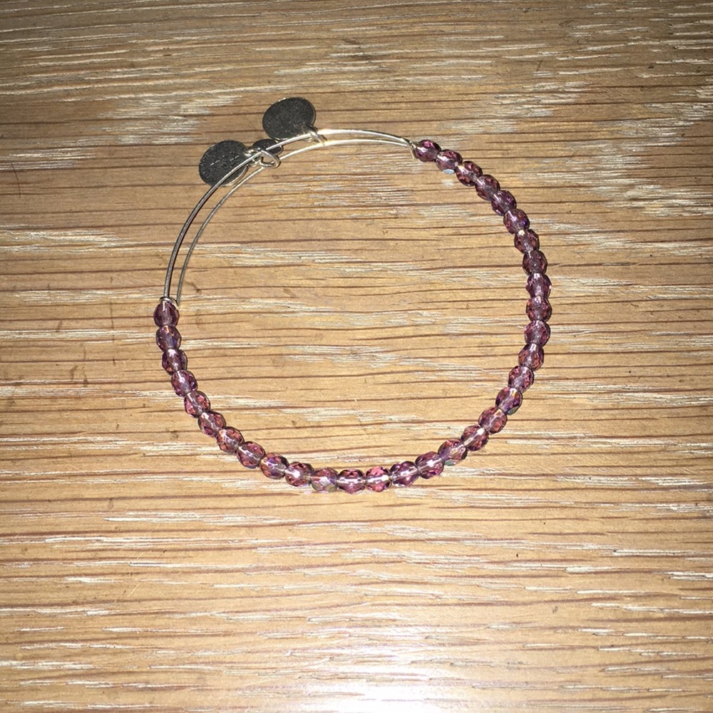 Alex and Ani purple and silver beaded bangle